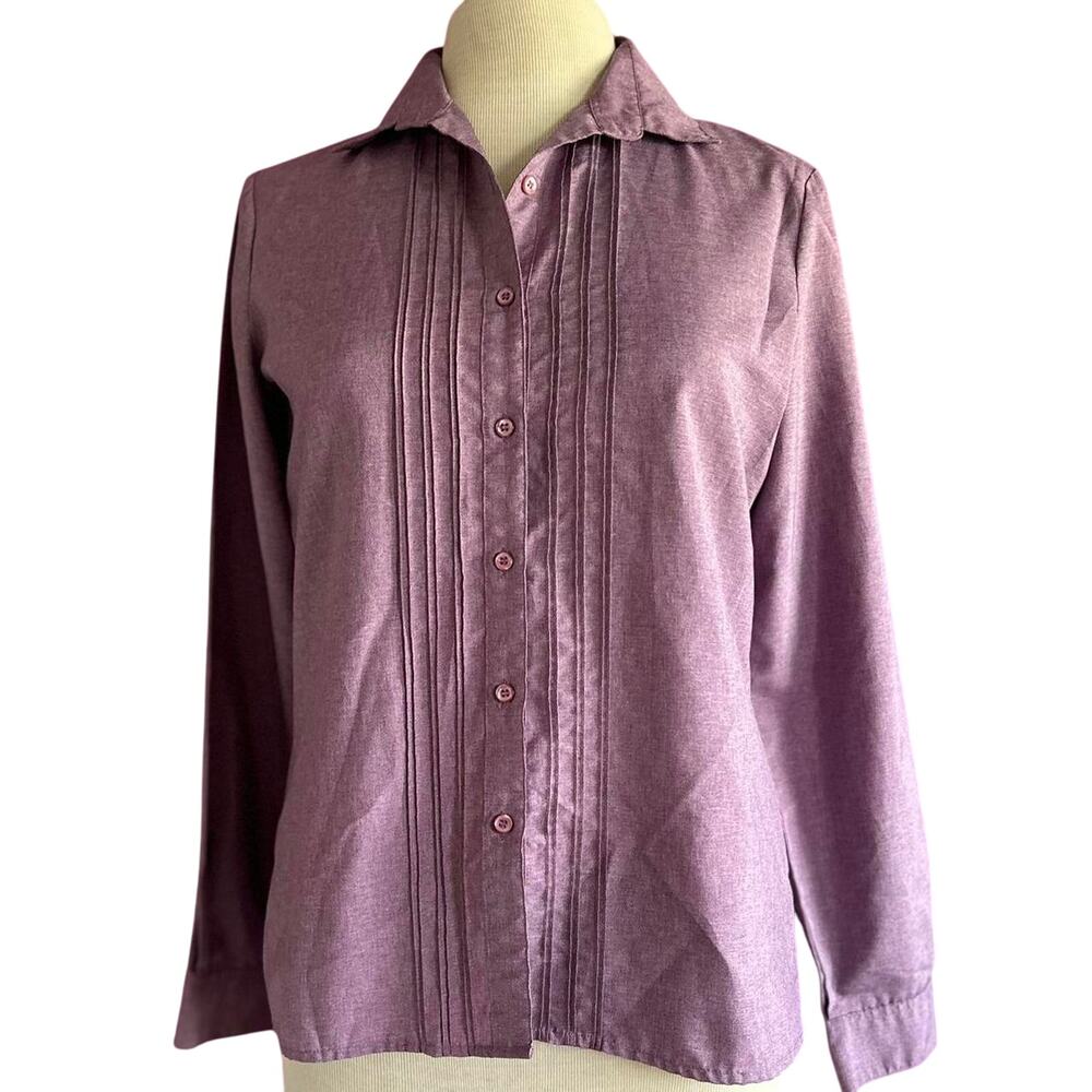Vintage Top Womens Size 10 Purple Western Button Collared Professional Twee Work